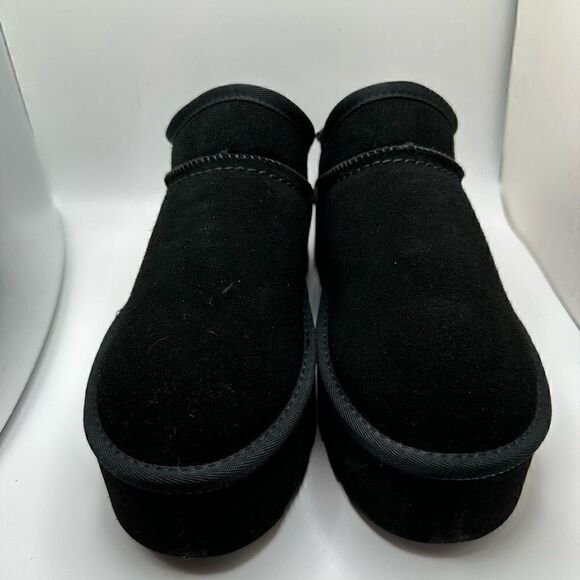 CUSHIONAIRE Women's Genuine Suede Cozy Mule Platform +Memory Foam 9 BLACK - Picture 2 of 7